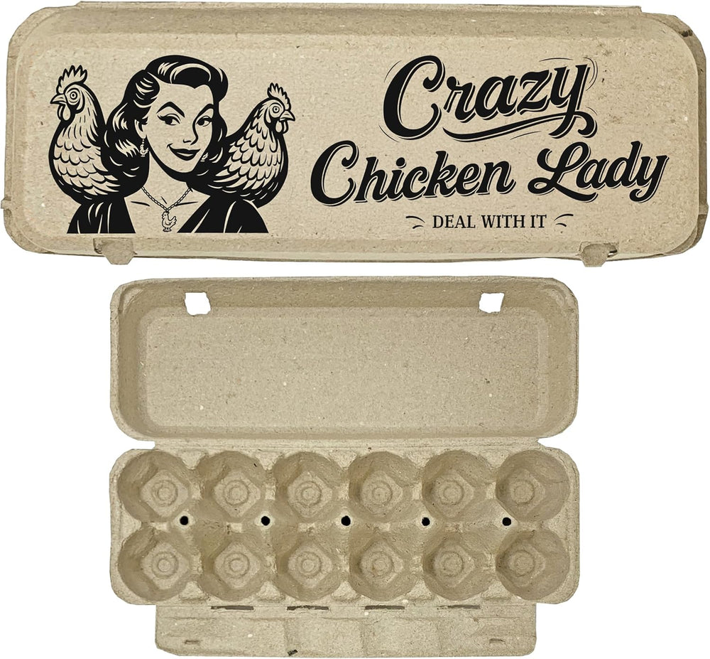 Funny Retro Egg Carton – “Krazy Chicken Lady” Vintage Humor Design, Holds 12 ...