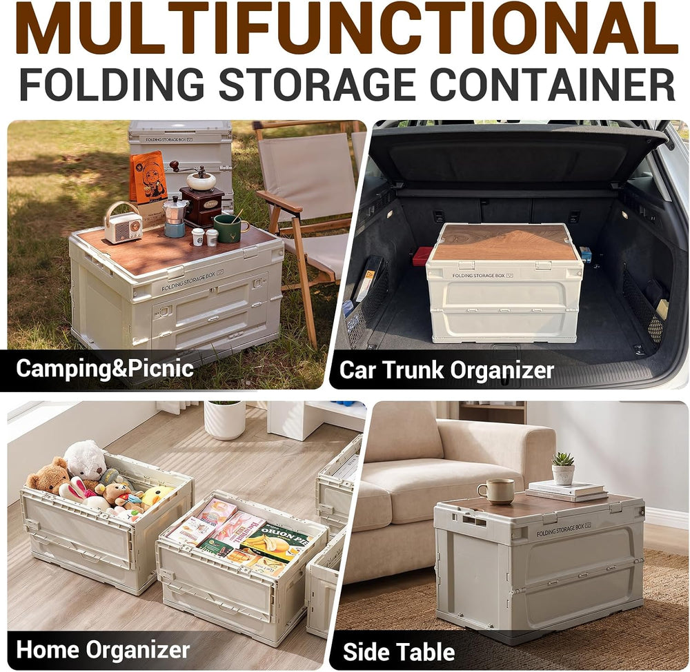 Industrial Folding Storage Container, Heavy Duty Plastic Storage Bins with Lo...