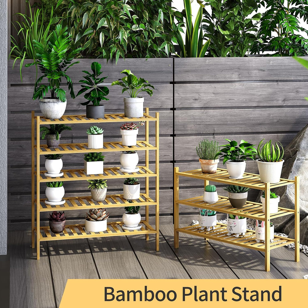 5-Tier Bamboo Shoe Rack for Entryway, Stackable | Heavy Duty | Multi-Function...