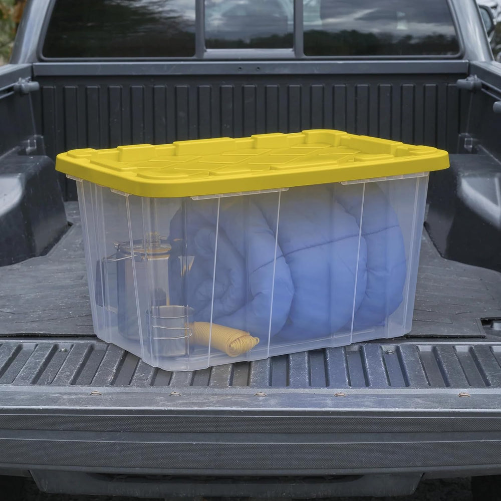 Large Industrial Storage Bins with Lids, 27 Gallon Clear Plastic Tote for Gar...