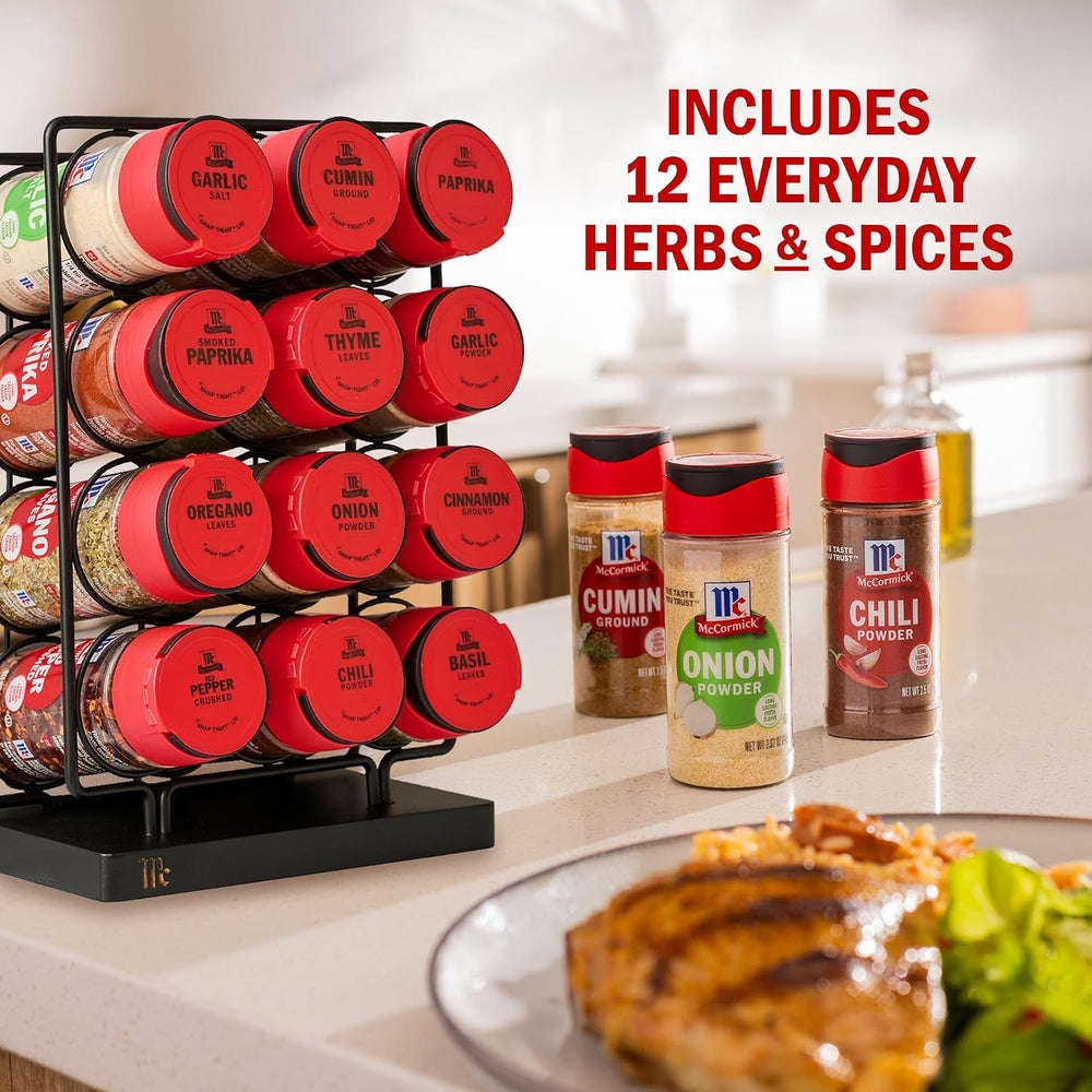 McCormick Spice Rack, Essentials Collection, Black Metal Spice Rack Organizer...