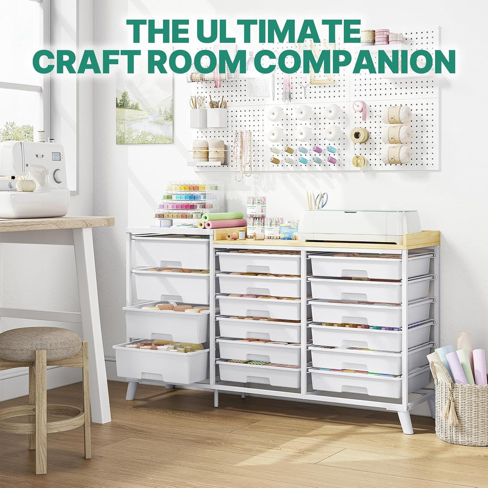 16-Drawer Craft Storage Cabinet with Open Shelves