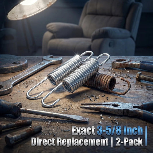 2 Pack 3-5/8 Inch Recliner Springs with Offset Hook Ends, Recliner Footrest Replacement Springs, Sofa Tension Springs, for Furniture, Appliances, Automotive, Marine Vessels, Toys, Tools & Machinery