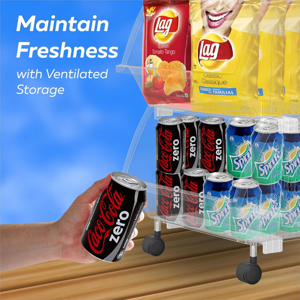 Large Stackable Storage Bins Open Front with Wheels, 4 Pack - Clear