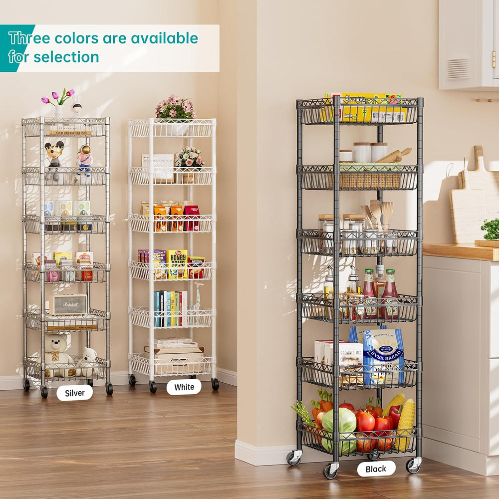 SINGAYE 6 Tier Shelf Wire Shelving Adjustable Storage Shelves Basket Rack