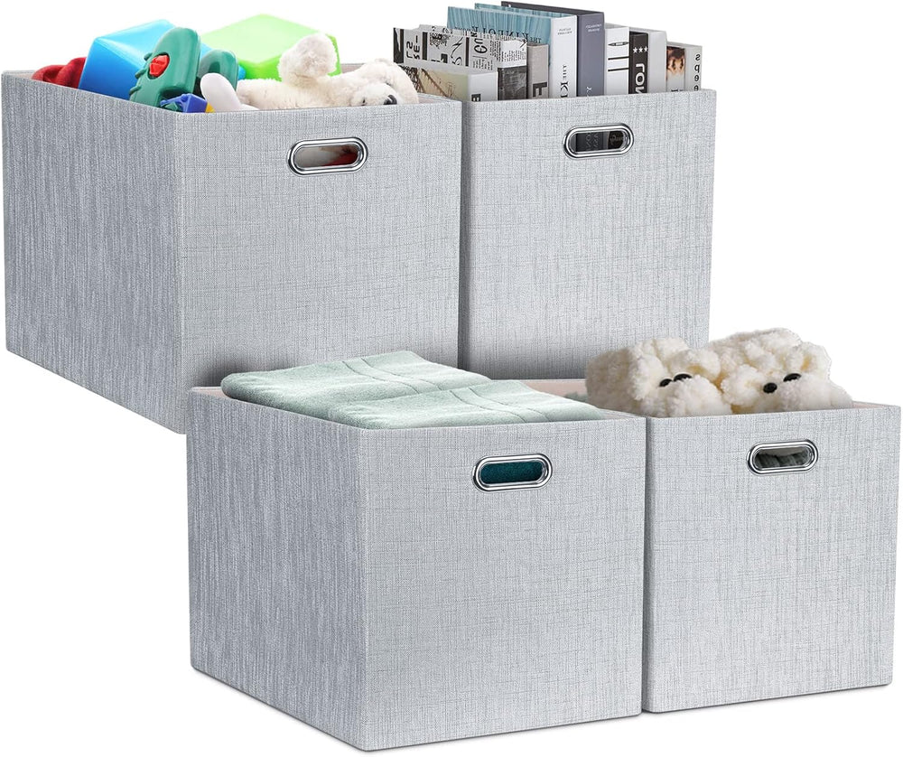 Posprica 13x15x13in Collapsible Storage Bins, Fabric Foldable Cube Storage Bo...