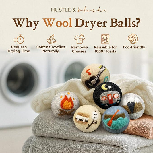 Fluff Ewes Wool Dryer Balls 6 Pack Premium New Zealand Wool Laundry Balls - Image 2