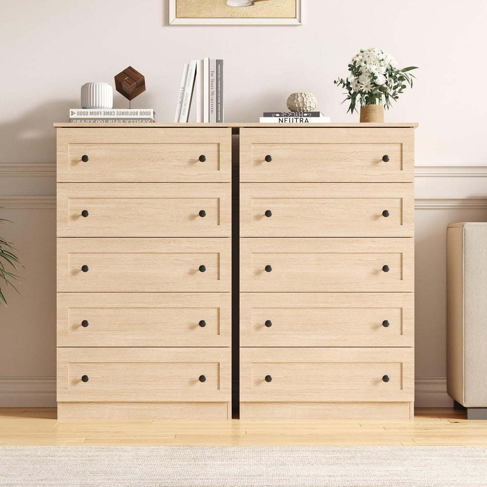 Furnify 5 Drawers Dresser, 45" Tall Modern Chest of Drawers, Farmhouse D...