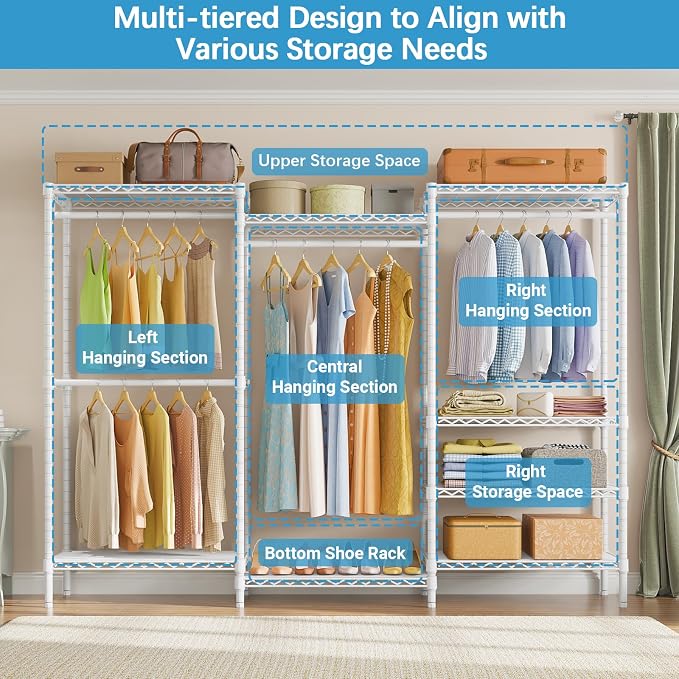 VIPEK V5 Plus Portable Closet Wardrobe Heavy Duty Clothes Rack, Large Free