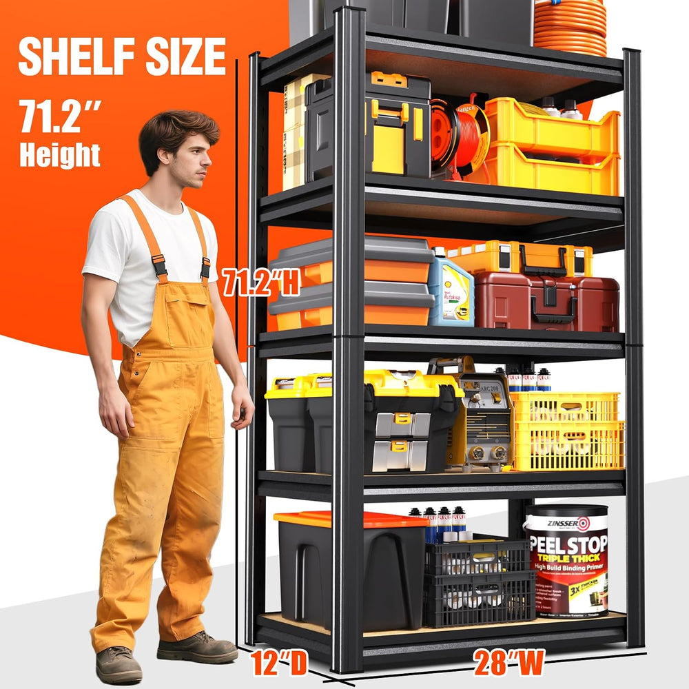 4 Pack Garage Shelving Heavy Duty 5-Tier Storage Shelves, Adjustable Shelving...