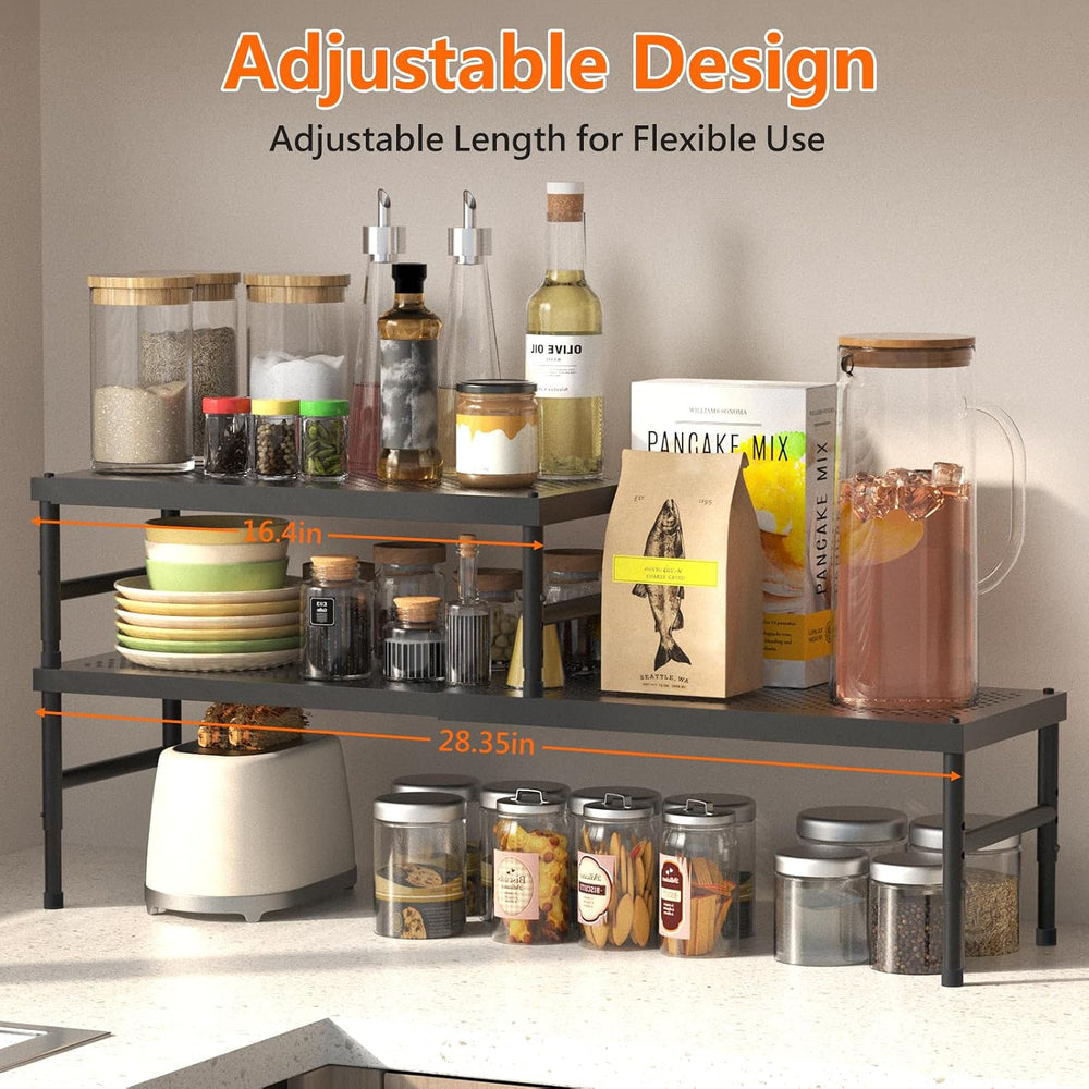 2 Pack Expandable adjustable stackable kitchen cabinet organizer,spice rack