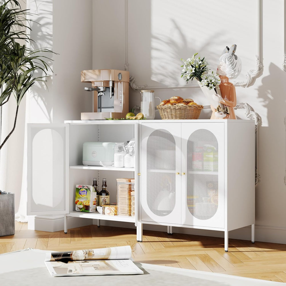 2 Door Accent Cabinet,Metal Storage Cabinet with Adjustable Shelf,Buffet Side...