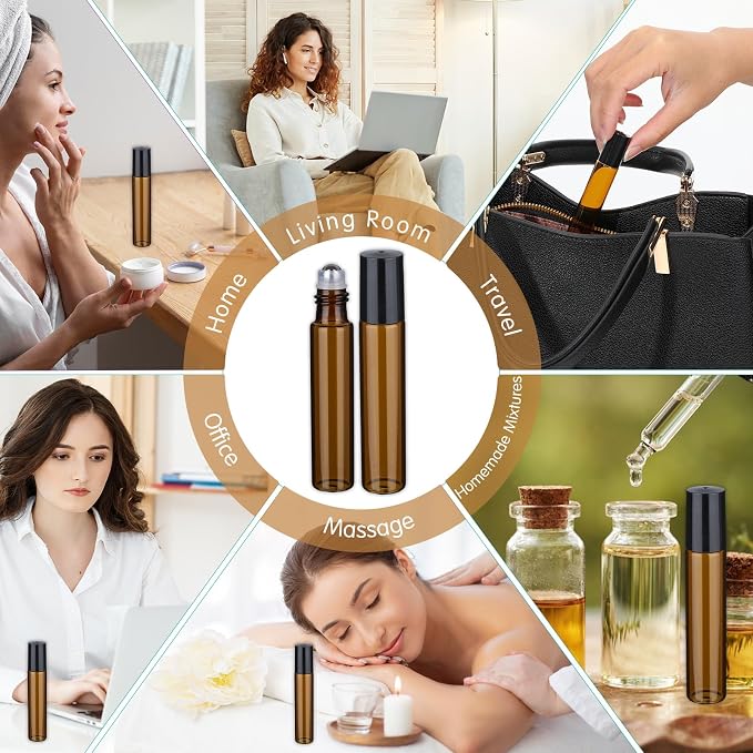 10pcs Amber Essential Oil Roller Bottles, 10ml Roller Bottles - Image 7