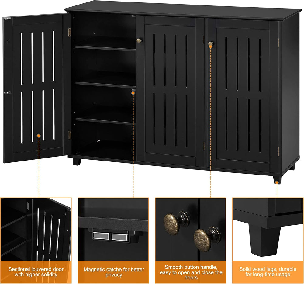 Yaheetech Shoe Cabinet with Doors for Entryway, Closed Storage Rack, Black