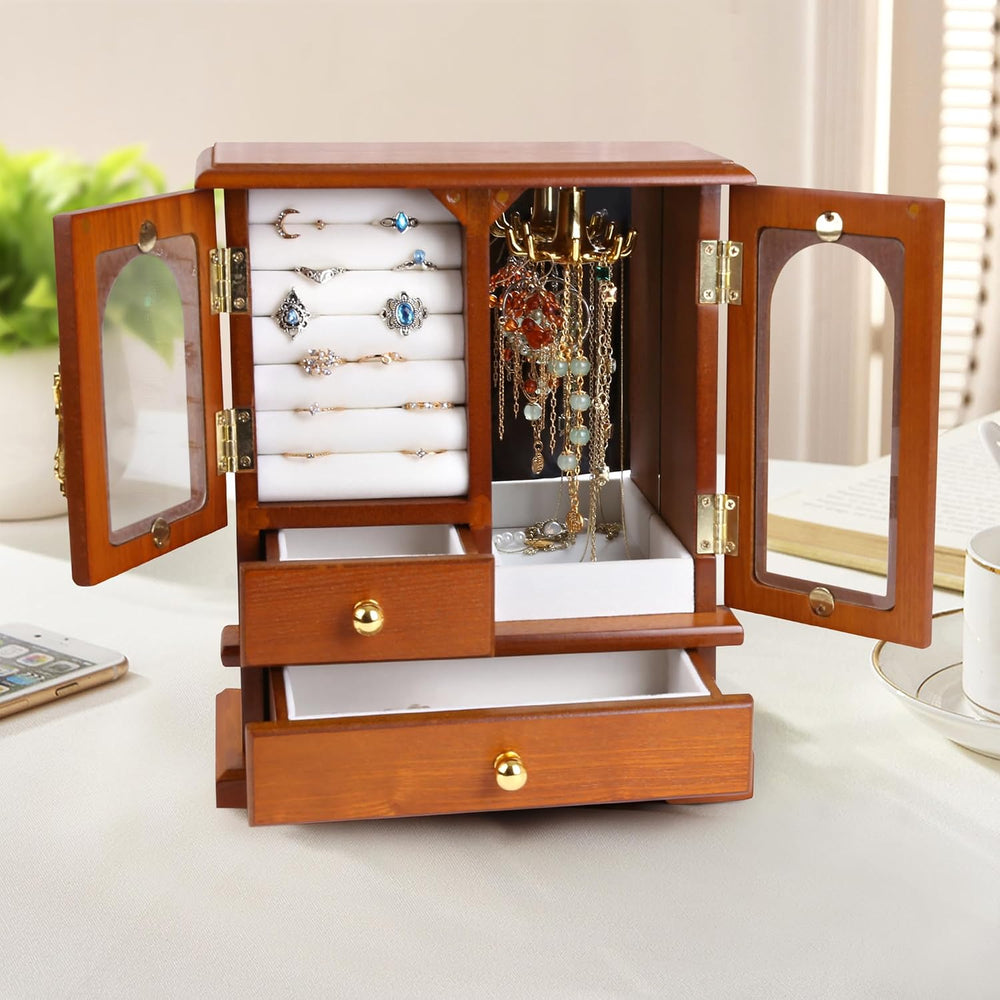 Kendal Wooden Jewelry Box for Women, Graduation Gift Solid Jewelry Holder Org...