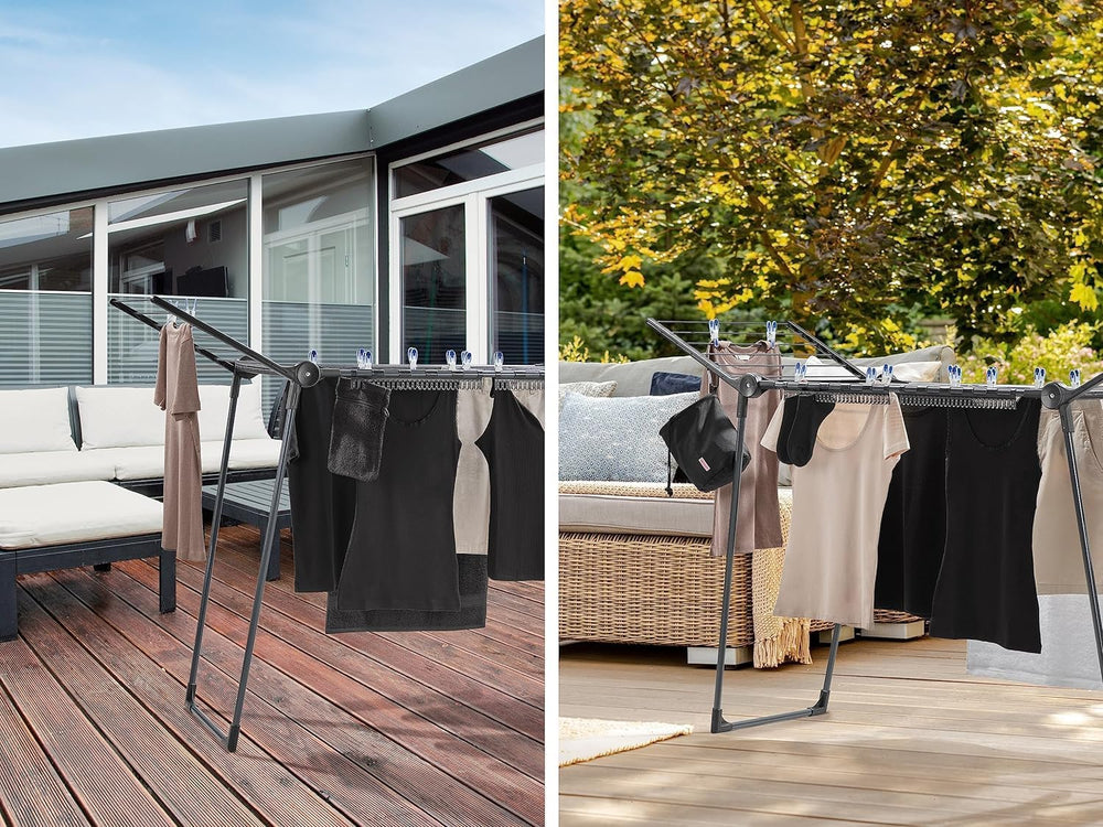 Leifheit Pegasus 150 Solid Slim Black Edition Clothes Airer, Stable Tumble Dr...