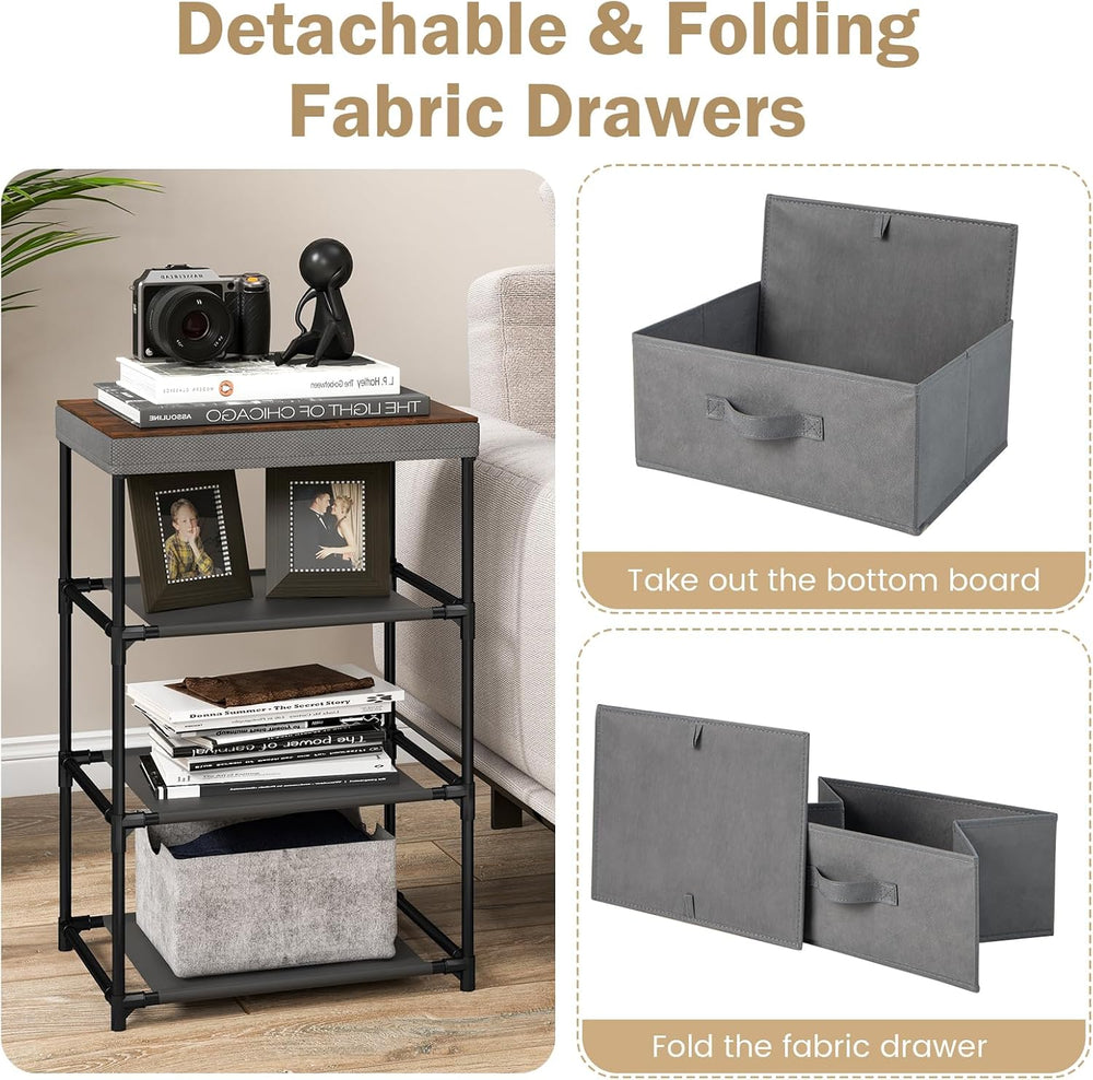 GOFLAME Fabric Dresser Set of 2 with 3 Drawers, Nightstand for Bedroom, Bedsi...