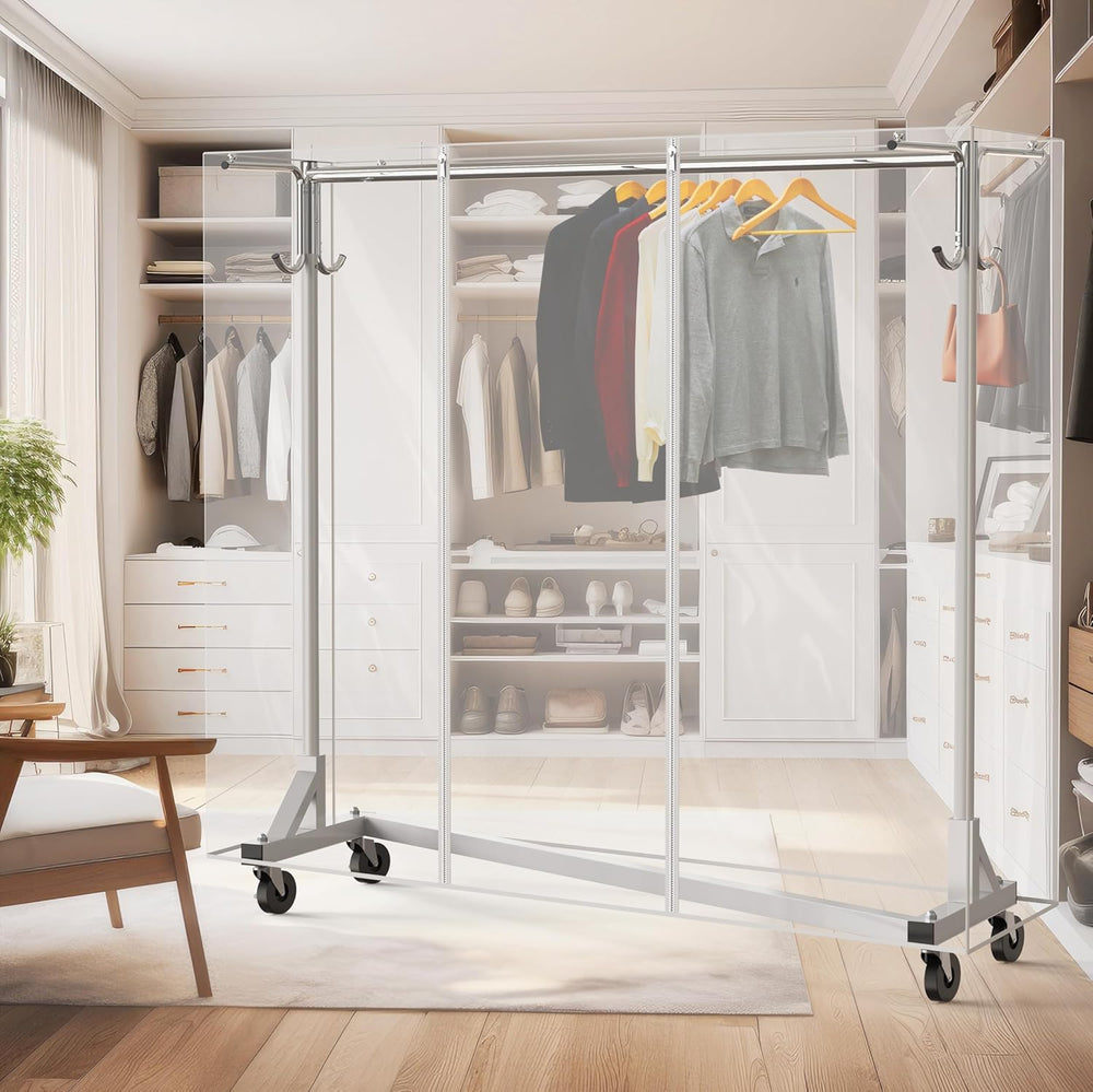Simple Houseware Industrial Grade Z-Base Garment Rack w/Cover Tube Bracket