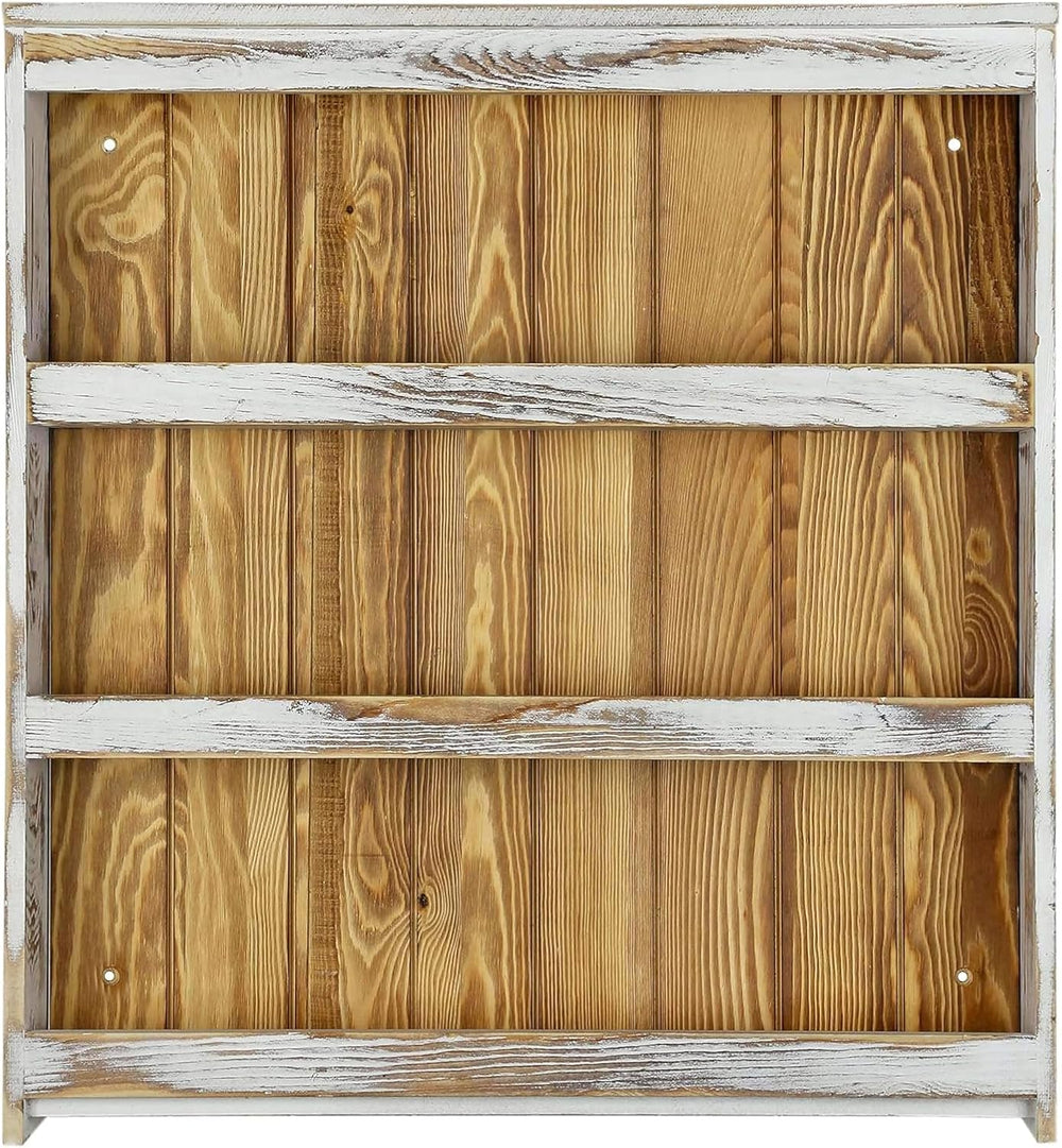 MyGift 3 Tier Spice Rack Wall Mount Rustic Wood Kitchen Shelf