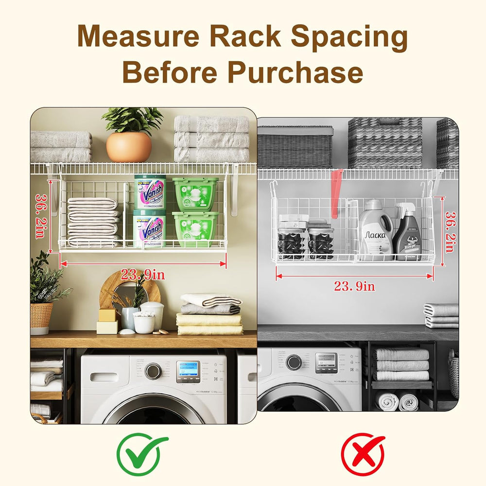 23.62” Extra-Long Under-Shelf Hanging Laundry Basket Organizer, 3-Pack Space-...