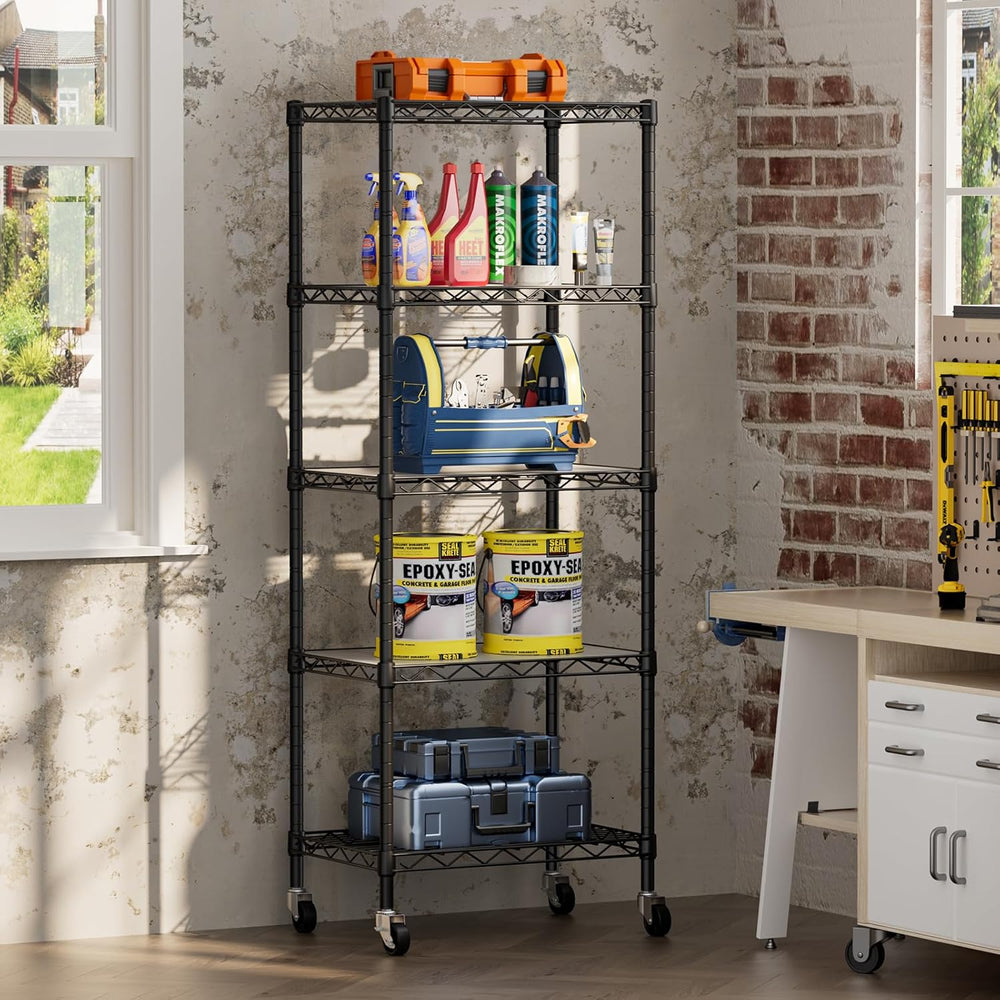 SINGAYE Small Wire 5 Adjustable Shelves Pantry Metal Shelf Floor Organizer