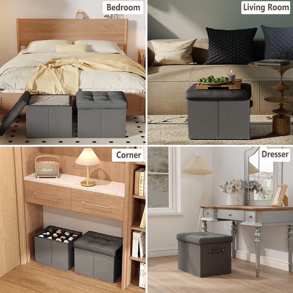 Adjustable Dividers Storage Ottoman Shoe Organizer Box for Closet,2 Pack