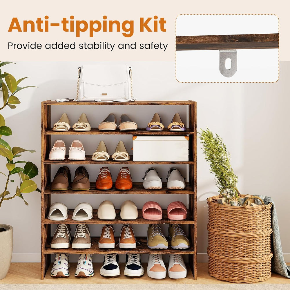 COSTWAY 6-Tier Shoe Rack, Extra Wide Shoe Shelf Organizer