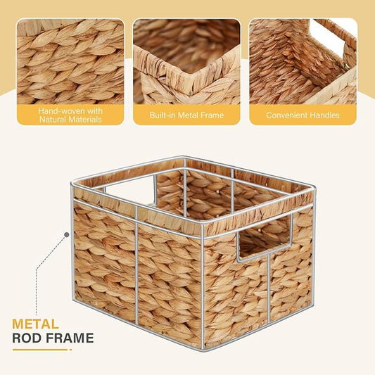 Water Hyacinth Wicker Basket, Decorative Woven Baskets - Image 2