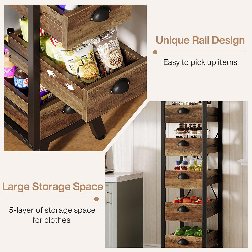 Tribesigns 5-Tier Kitchen Stand Fruit and Vegetable Storage Rack Set of 2