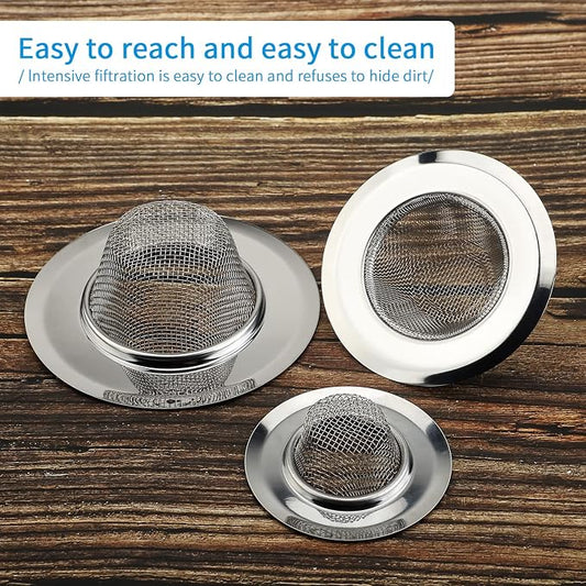 Mesh Sink Strainer Set of 3, MSY BIGSUNNY Stainless Steel Kitchen Sink Strainer - Image 2
