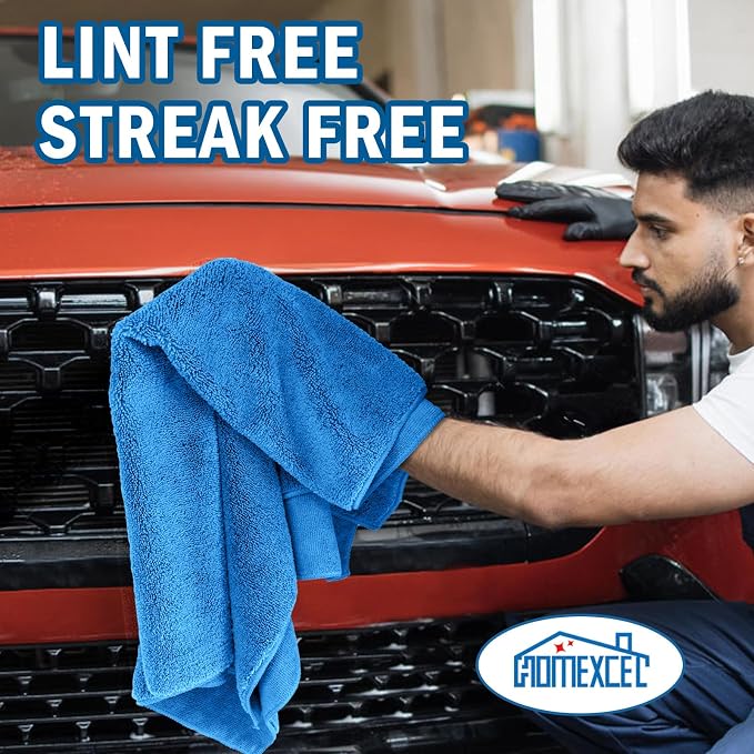 HOMEXCEL Professional Large Microfiber Car Drying Towels 2 Pack, Lint Free - Image 7