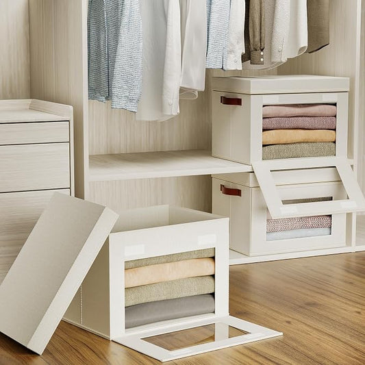Large Storage Bins with Lids, Stackable&Collapsible Closet Storage Bins - Image 2