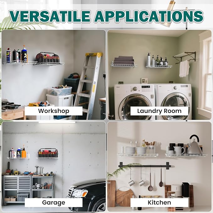 EVERHANGER Garage Wall Shelves 12x18 Inch, Wall Mounted Storage Shelf, Metal - Image 7