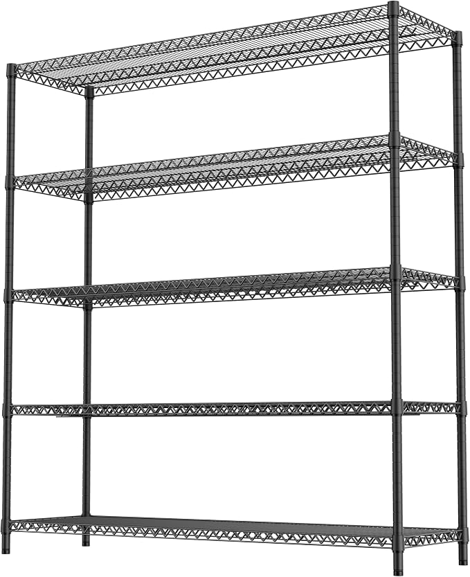 5 Tiers Storage Shelves Load 3300LBS, Metal Shelving Wire Metal Shelving Unit - Image 7