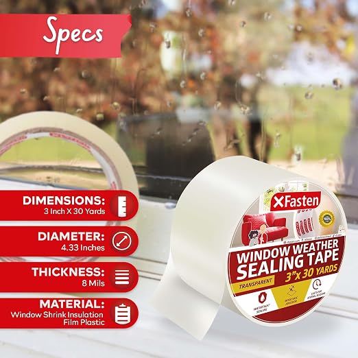XFasten Window Sealing Tape for Winter 3” x 30 Yards RV Window Stripping for - Image 8