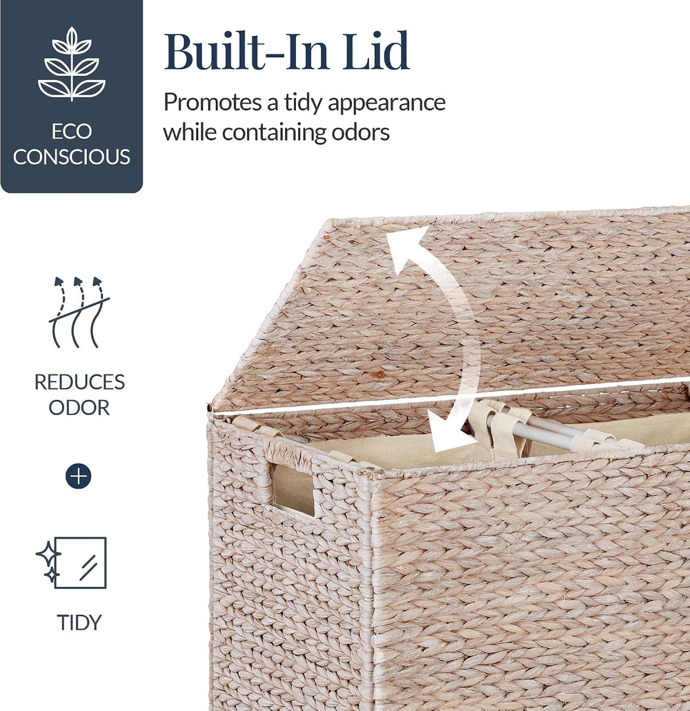 Best Choice Products Large Laundry Hamper with Lid, Natural Handwoven Hyacint...