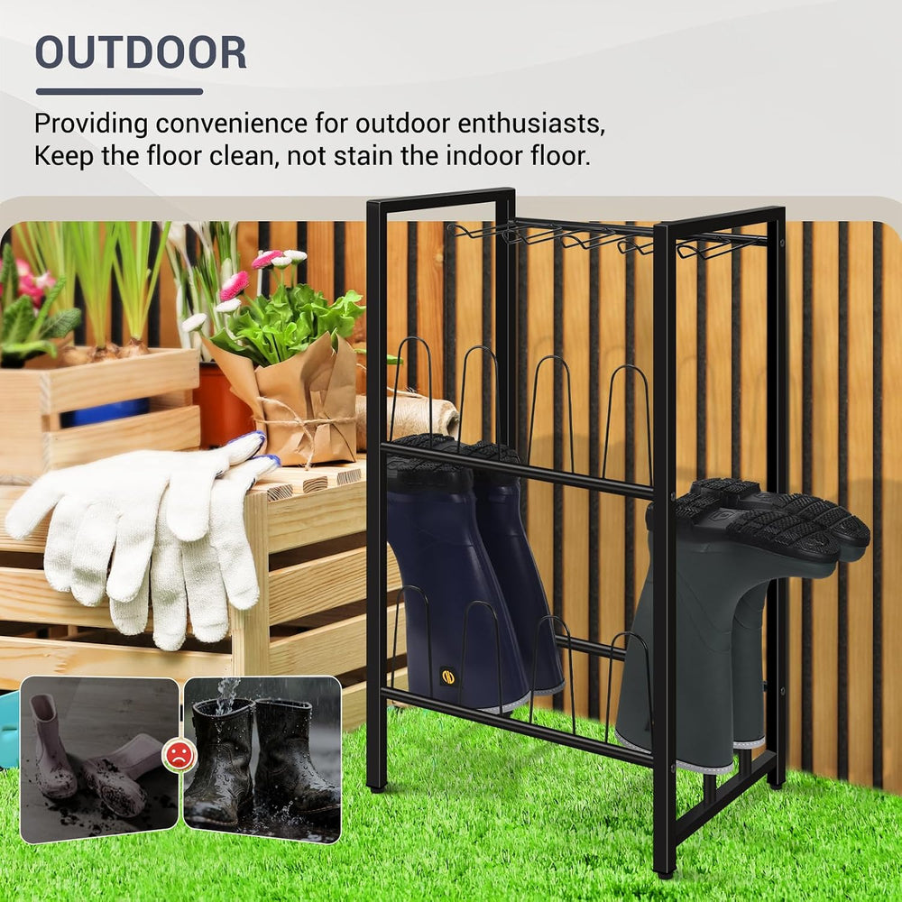 GADFISH Free Standing Shoe Racks, Vertical Boot Rack, Black Metal Boot Storag...