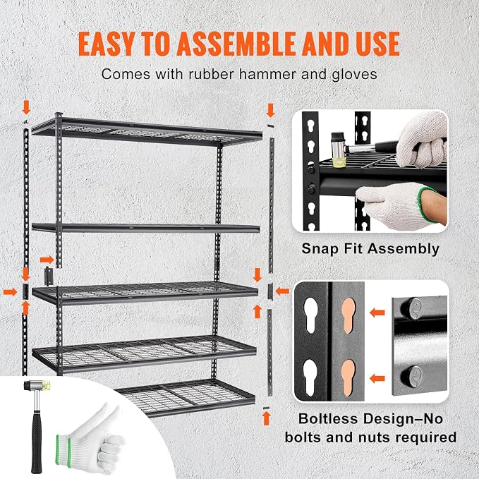 VEVOR Storage Shelving Unit, 5-Tier Adjustable, 2000 lbs Capacity, Heavy Duty