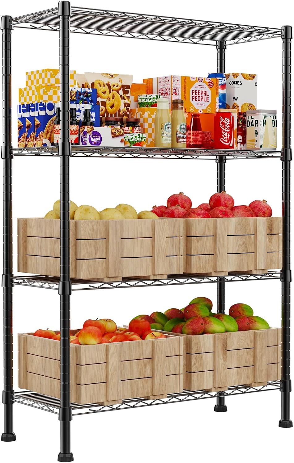 REGILLER 4-Wire Shelving Metal Storage Rack Adjustable Shelves,Standing Stora...