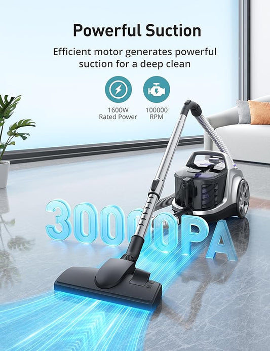 Aspiron Canister Vacuum, Upgraded 1600W Bagless Canister Vacuum Cleaner - Image 2