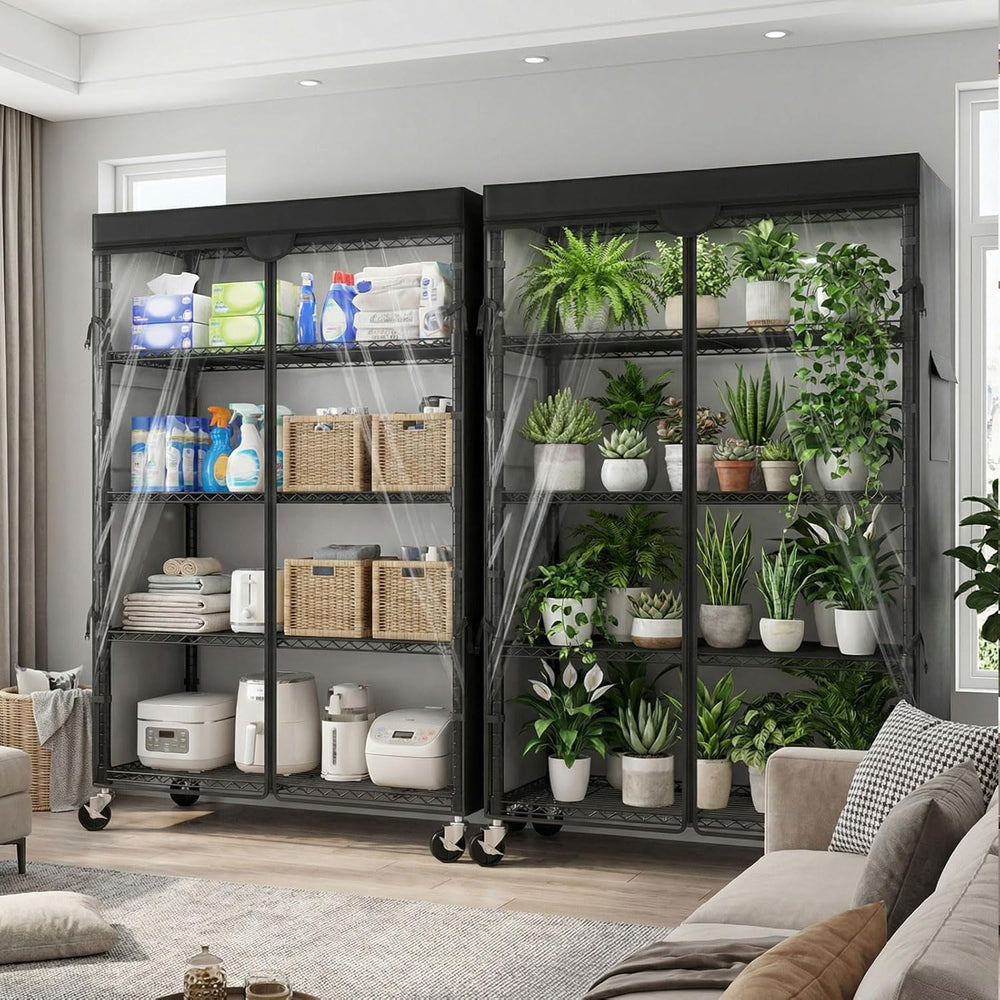 Wire Shelving Unit with 600D Oxford Cover & Wheels, 36"x18"x72&...