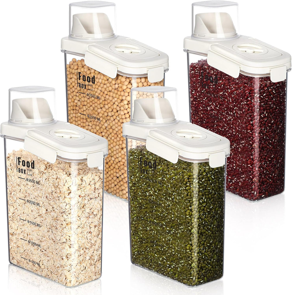Blushtier 4 PCS Cereal Containers Storage 2.5L Airtight Large Dry Food Contai...
