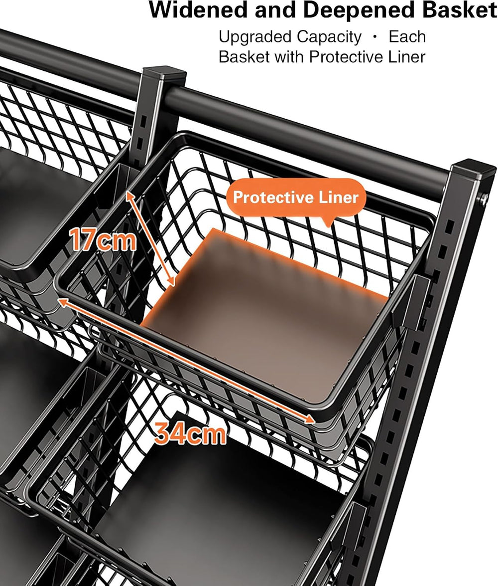 Rolling Store Snack Display Rack with Wheels, Mesh Storage Cart(Black)