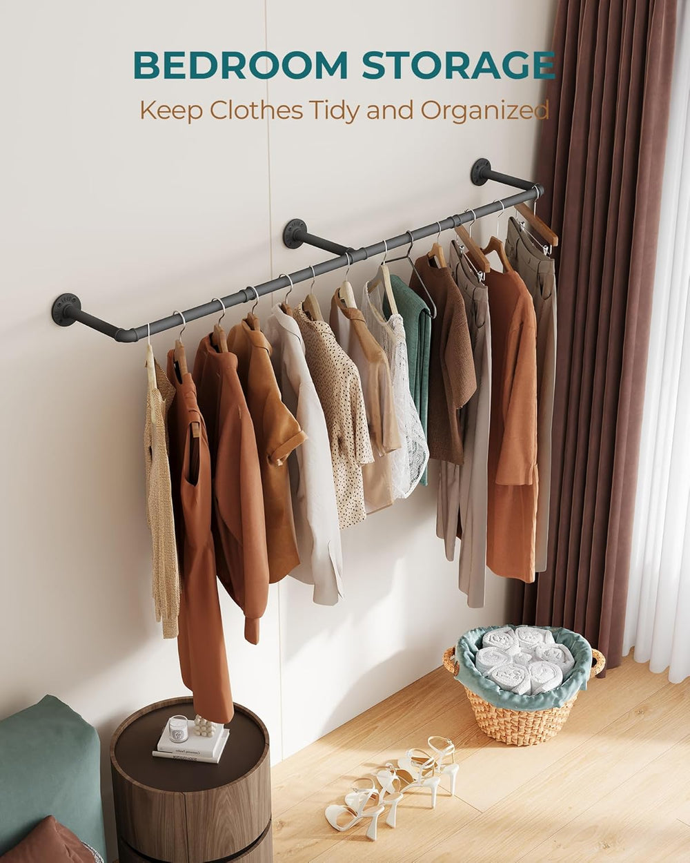 OROPY 65.7" Heavy Duty Industrial Pipe Clothes Rack for Hanging Clothes 2PK