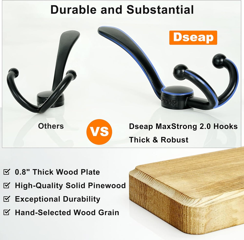 Dseap Coat Rack Wall - Heavy-Duty 38-1/4" Long, with Reinforced 10 Custo...