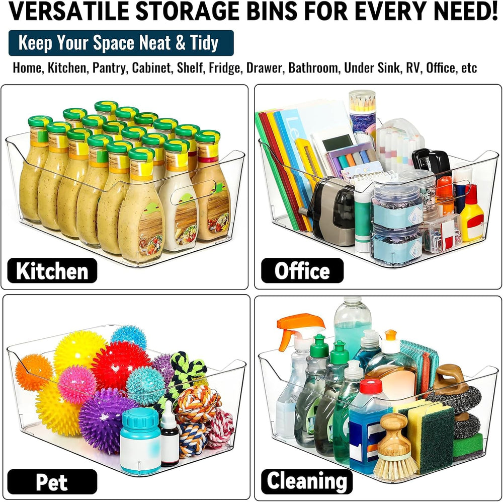 12 PACK Multi-Use Clear Plastic Storage Bins for Organizing w/ Labels - Home,...