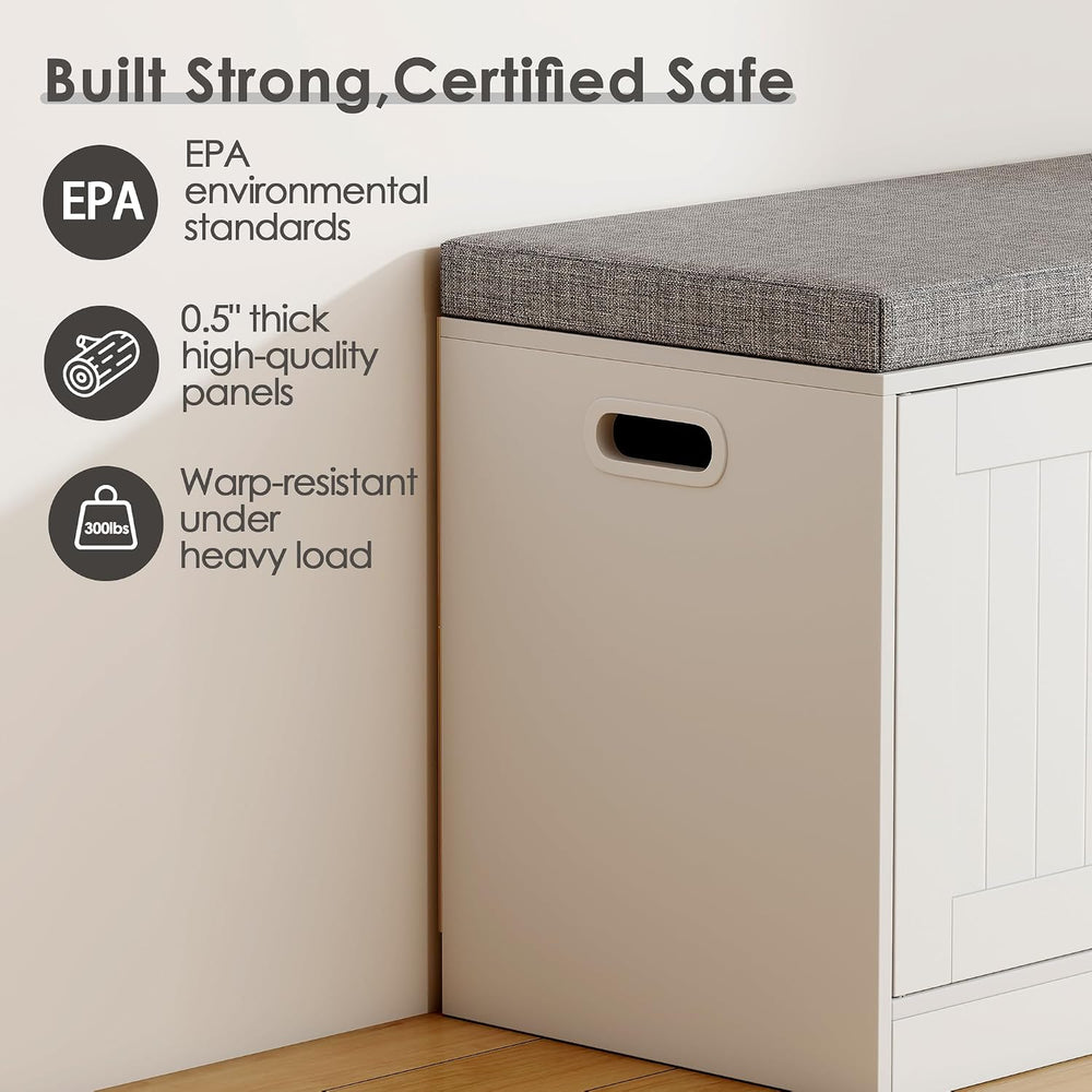 3-Tier Shoe Storage Bench with Adjustable Shelf, Large Capacity Entryway Shoe...