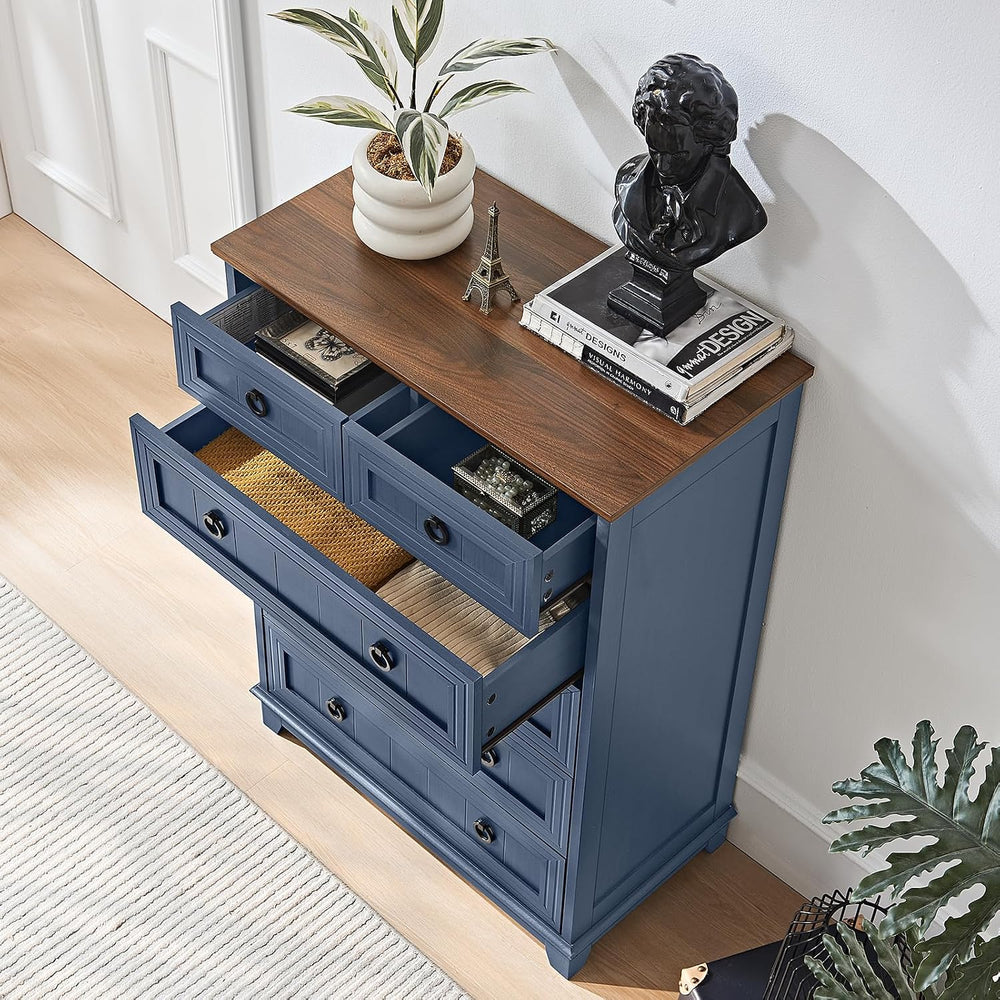Joaxswe Farmhouse 6 Drawer Dresser for Bedroom Set of 2, 41" Tall Small ...