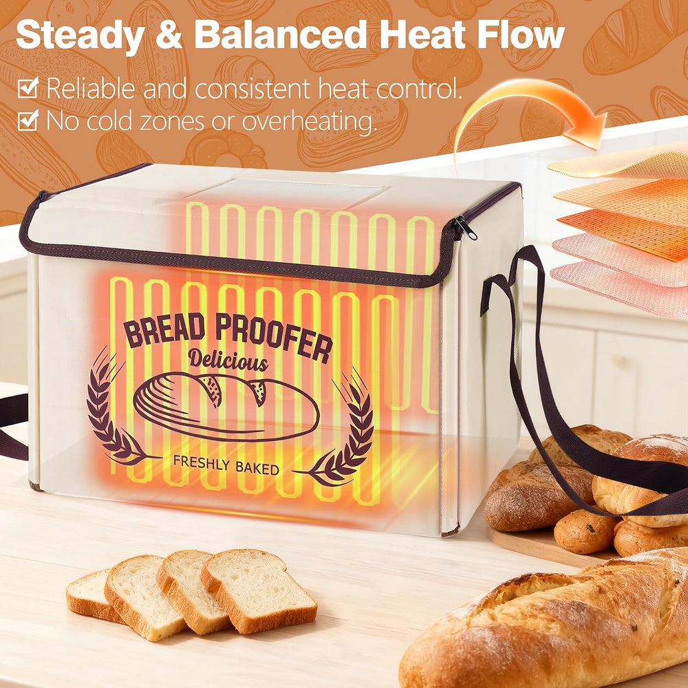 Folding Bread Proofing Box 16 x 12 IN, 3 Sides Heating Dough Proofer with Tem...