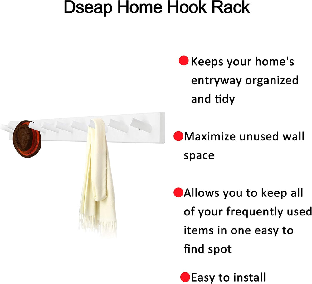 Dseap Coat Rack Wall Mounted - 10 Peg Hooks, 38-1/4" Long, Heavy Duty Wa...